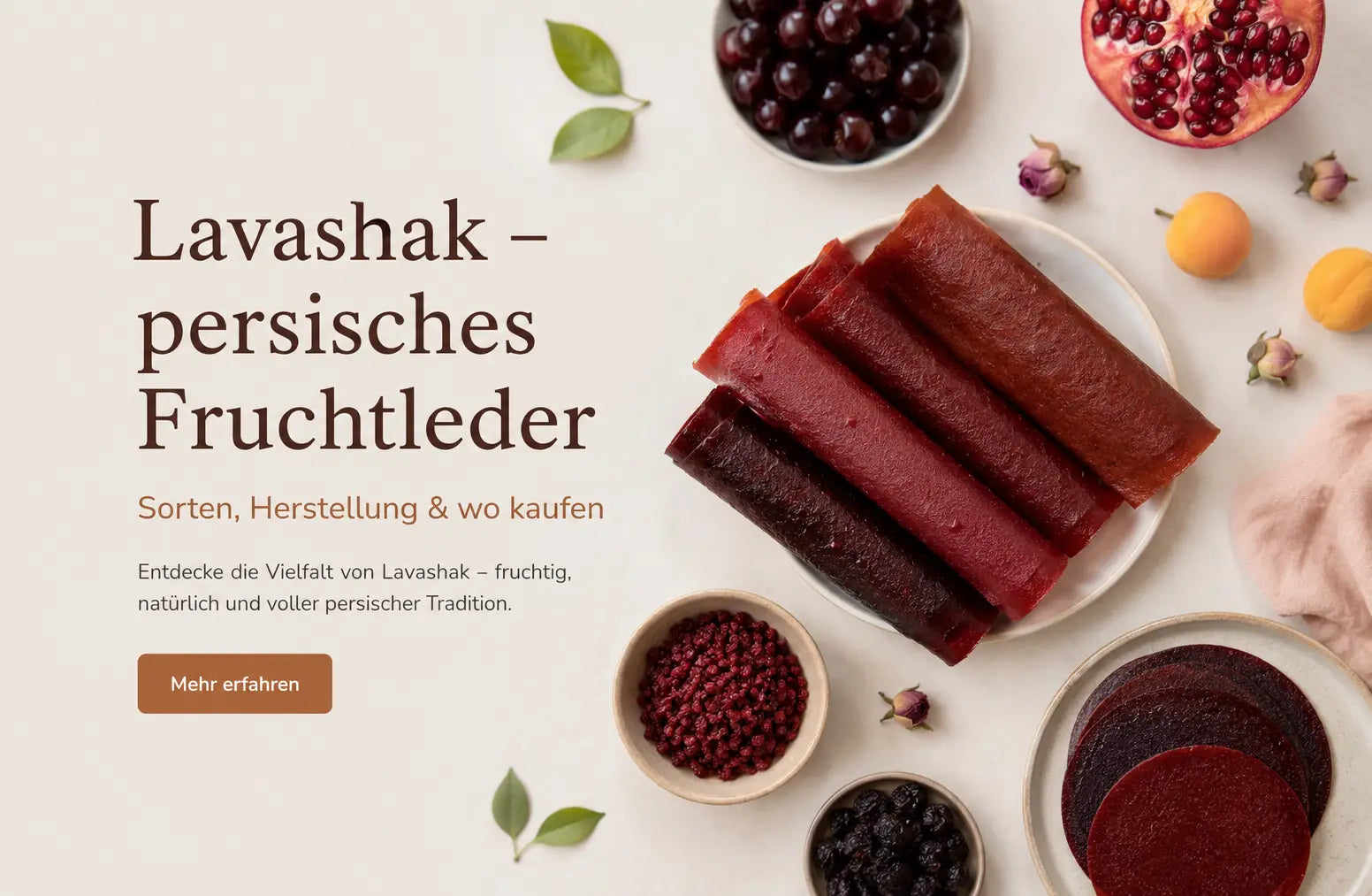 Lavashak - persisches Fruchtleder aus Aprikose und Sauerkirsche bei Haftsin