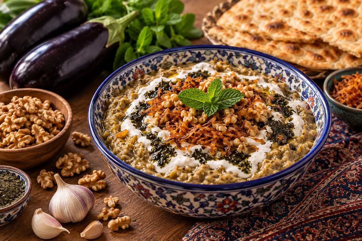 Kashk-e Bademjan Rezept – persisches Auberginenpüree mit Kashk