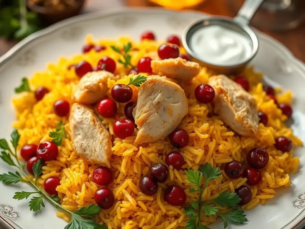 Zereshk Polo ba Morgh – Persischer Safranreis mit Berberitzen - Haftsin | Persische Lebensmittel online kaufen