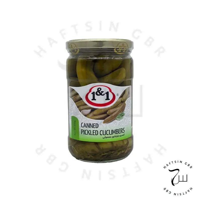 1&1 – Eingelegte Gewürzgurken 650 g ℮ | کنسرو خیارشور معمولی - Haftsin | Persische Lebensmittel online kaufen