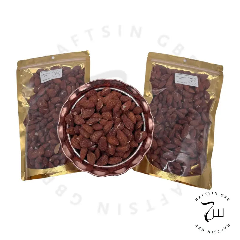 Mandeln (Badam) – ganze Mandeln in goldenen Beuteln