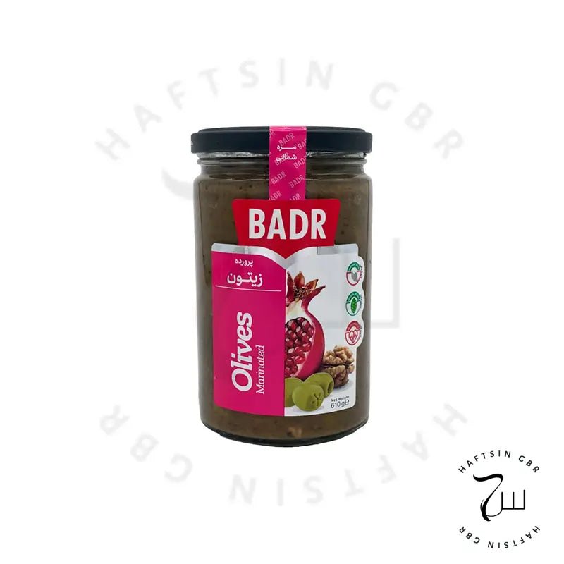 BADR – Mariniertes Olivenmus mit Granatapfel & Walnuss (610 g ℮) | زیتون پرورده با رب انار و گردو - Haftsin | Persische Lebensmittel online kaufen