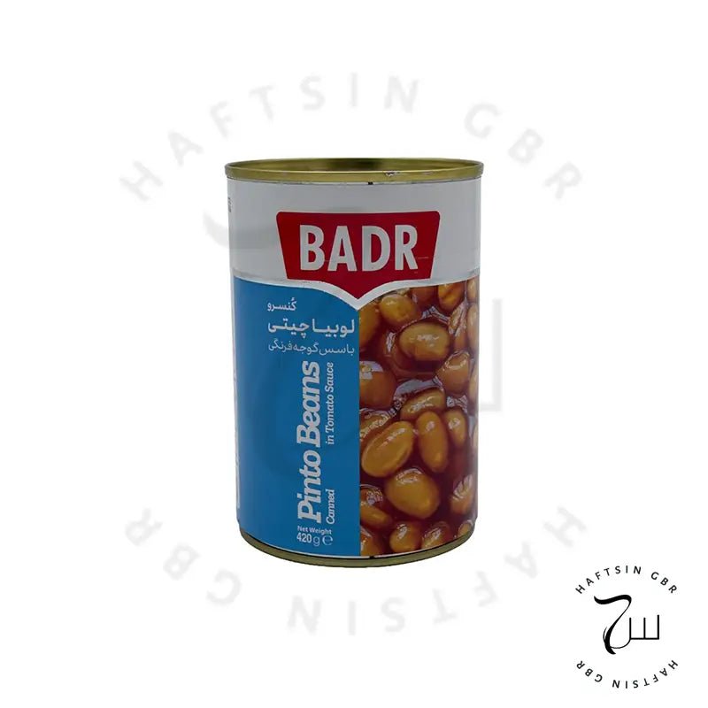 Badr – Pinto Beans in Tomato Sauce 420g ℮ | کنسرو لوبیا چیتی با سس گوجه‌فرنگی بدر - Haftsin | Persische Lebensmittel online kaufen