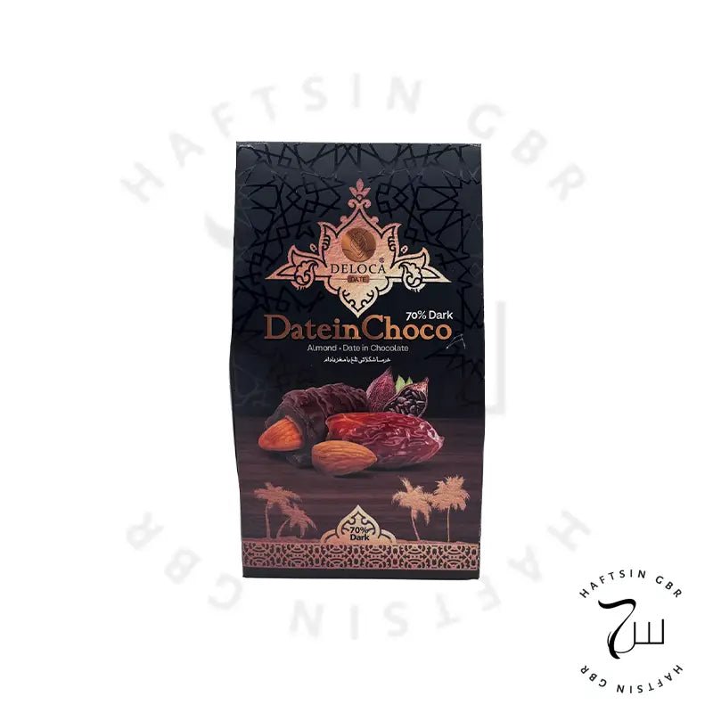 Dattel mit Mandel in Zartbitterschokolade 70 % 260 g ℮ | خرما با مغز بادام در شکلات تلخ - Haftsin | Persische Lebensmittel online kaufen