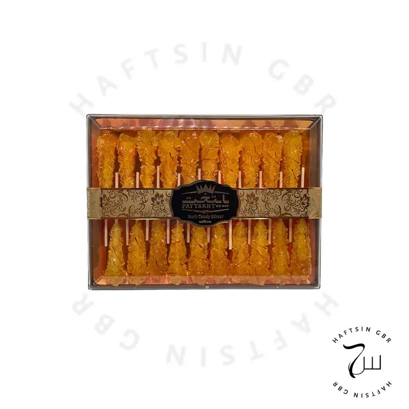 Safran Kandiszucker am Stiel 300 g ℮ | نبات چوبی زعفرانی پایتخت - Haftsin | Persische Lebensmittel online kaufen